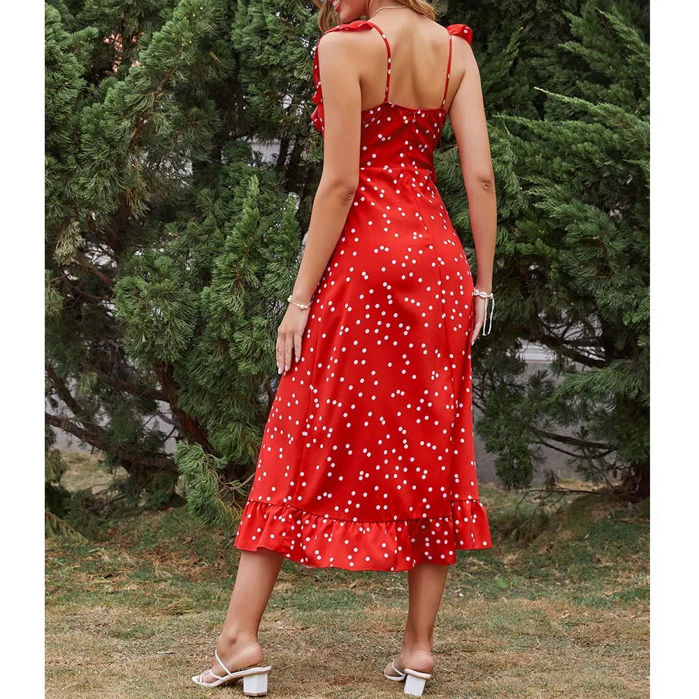 Red Elegant Party Polka-dot Print Dress Women High-waisted Sweet Ruffled Slim-fit Summer Romantic Sleeveless Maxi Dresses 2021
Red Elegant Party Polka-dot Print Dress Women High-waisted Sweet Ruffled Slim-fit Summer Romantic Sleeveless Maxi Dresses 2021
