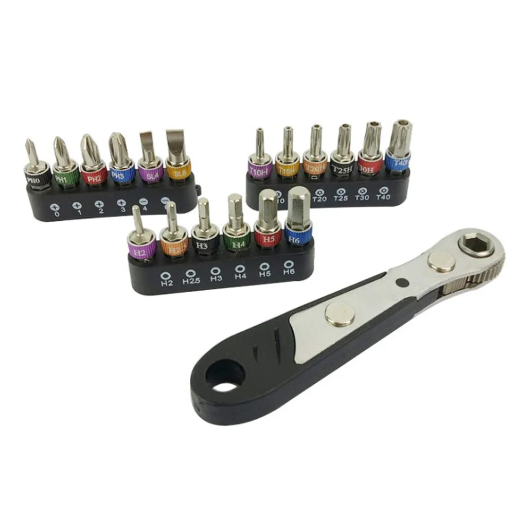 Color Coded Bit Set Screwdriver Mini Ratchet Slotte 1/4 Ratchet Handle S2 Steel Wholesale Bit Length 30mm 19Pcs
Color Coded Bit Set Screwdriver Mini Ratchet Slotte 1/4 Ratchet Handle S2 Steel Wholesale Bit Length 30mm 19Pcs