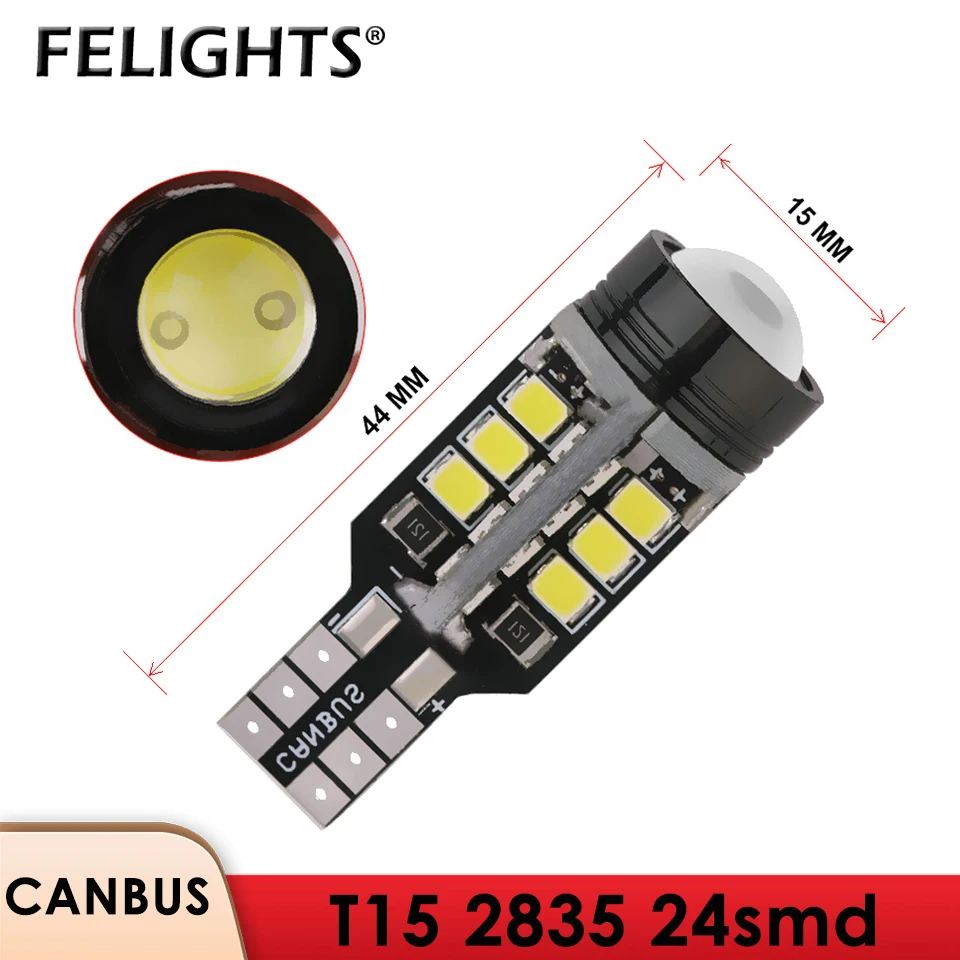 2 шт. t15 921 w16w canbus erro бесплатный автомобильный светодиодный светильник 2835 24smd luces led