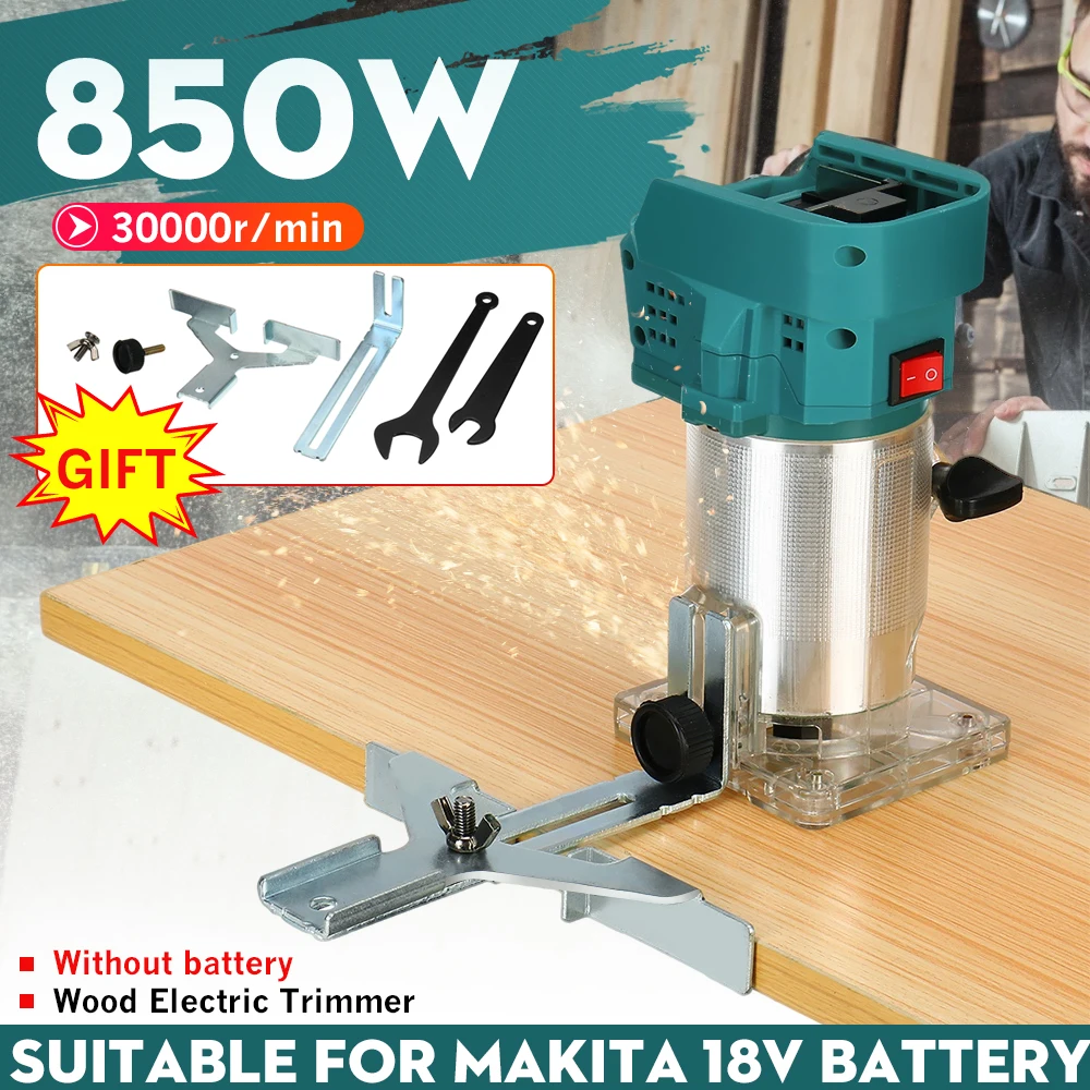 850W Cordless Electric Trimmer Wood hand trimmer Engraving Slotting Trimming Carving Machine Router Wood for Makita 18V battery
850W Cordless Electric Trimmer Wood hand trimmer Engraving Slotting Trimming Carving Machine Router Wood for Makita 18V battery