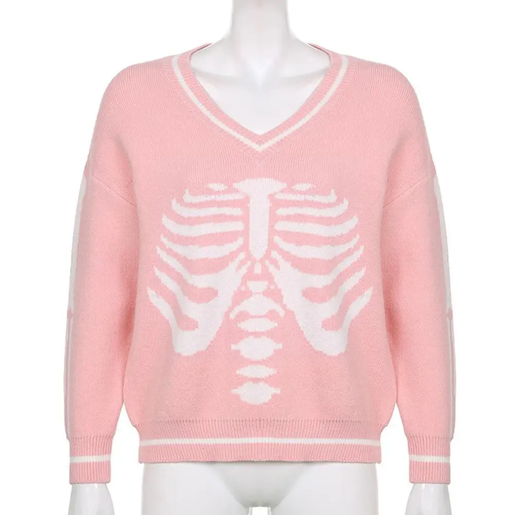 Женский пуловер с V-образным вырезом, свободного покроя
Женский пуловер с V-образным вырезом, свободного покроя