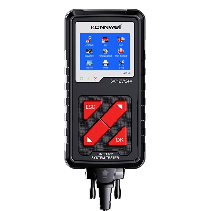 KONNWEI KW710 6-36V Car Battery Tester 100-2000CCA Battery Load Tester 3.2Inch Screen Cranking and Charging System Tester 
KONNWEI KW710 6-36V Car Battery Tester 100-2000CCA Battery Load Tester 3.2Inch Screen Cranking and Charging System Tester