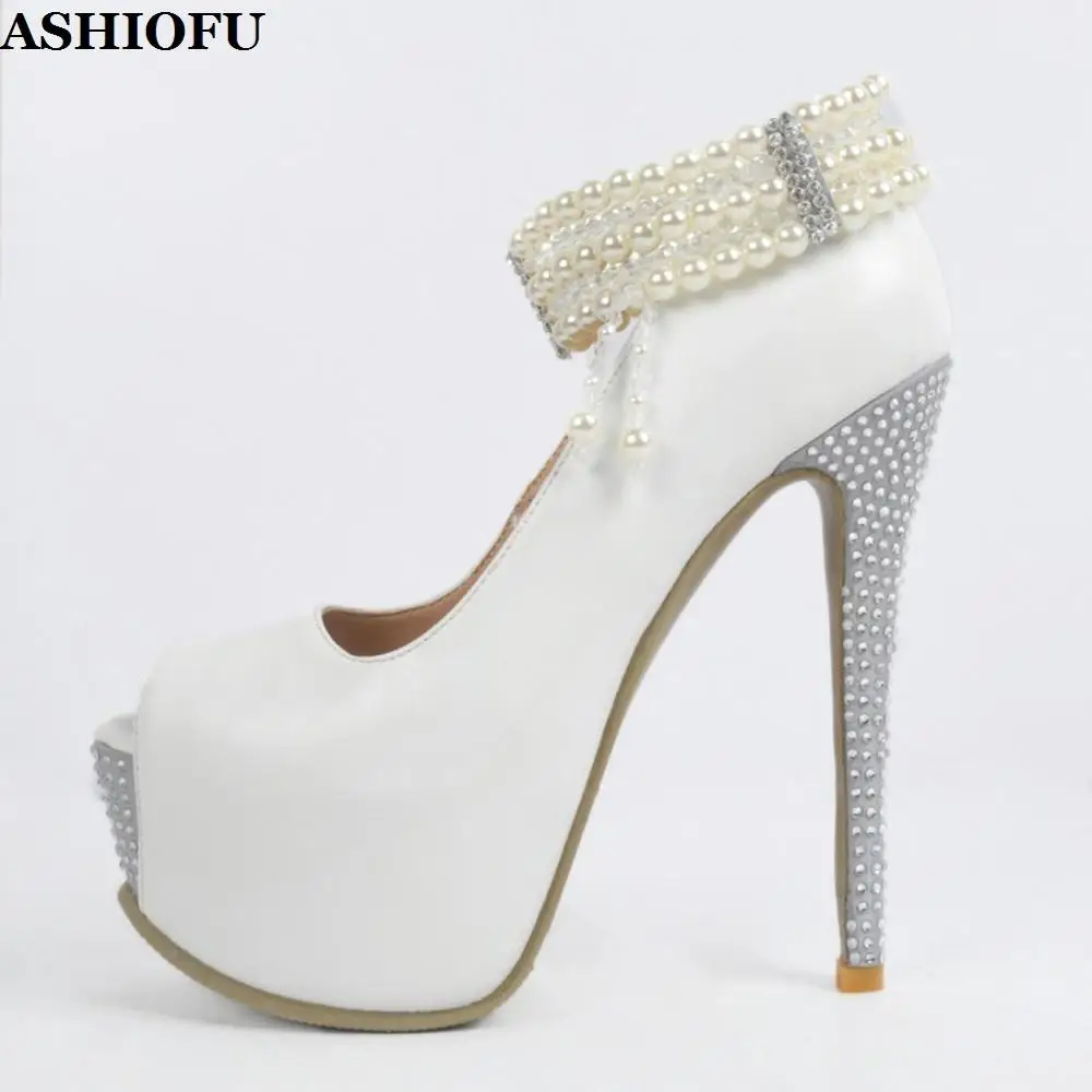 ASHIOFU New Style Ladies High Heel Pumps Strap-Beading Wedding Party Prom Dress Shoes Platform Sexy Peep-toe Evening Court Shoes
ASHIOFU New Style Ladies High Heel Pumps Strap-Beading Wedding Party Prom Dress Shoes Platform Sexy Peep-toe Evening Court Shoes