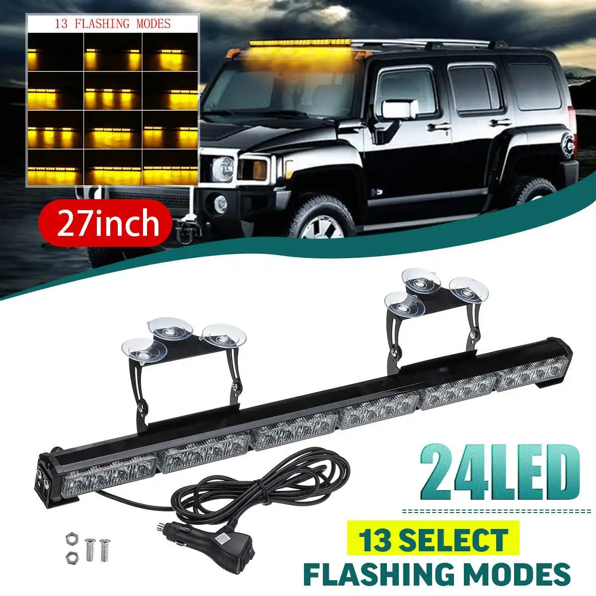 27 inch 24 LED Car Truck Roof Emergency Hazard Strobe Light Bar Waterproof Warning Flashing Lamp 13 Modes For Jeep/Toyota/VW
27 inch 24 LED Car Truck Roof Emergency Hazard Strobe Light Bar Waterproof Warning Flashing Lamp 13 Modes For Jeep/Toyota/VW