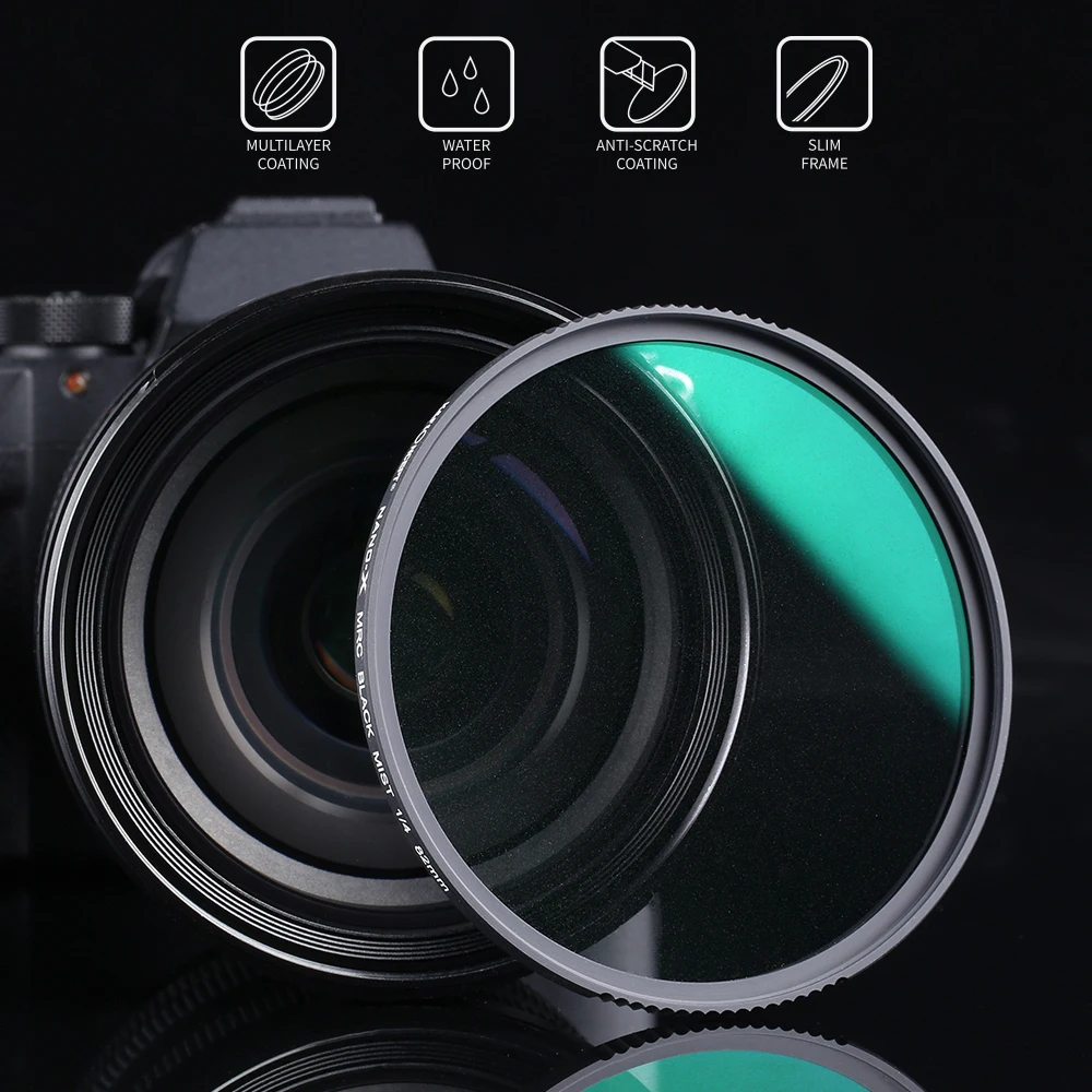 

2022.Concept Nano X Black Mist 1/4 Camera Lens Filter with Scratch Resistant Green Coated Special Effects For Shoot Video 49mm