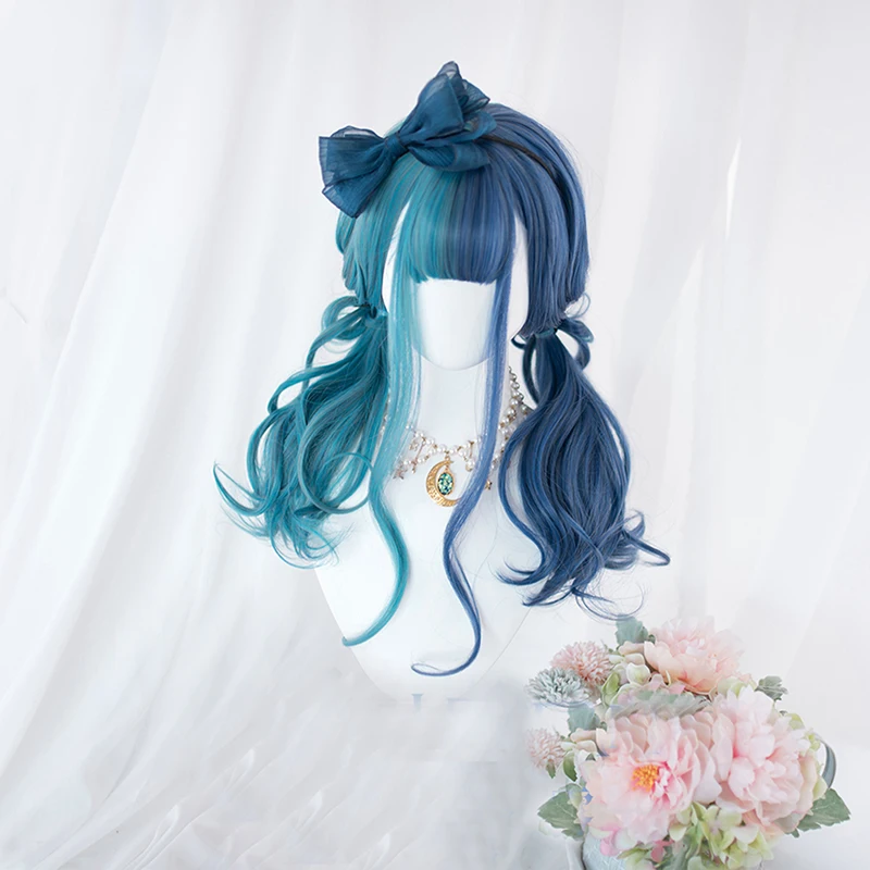 Cosplay 65CM long curly hair wavy blue mixed bangs cute party synthesis hair Halloween cosplay Cosplay Wig + Cap
Cosplay 65CM long curly hair wavy blue mixed bangs cute party synthesis hair Halloween cosplay Cosplay Wig + Cap
