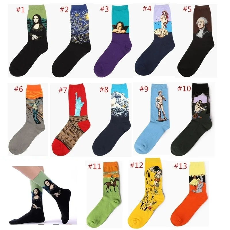 1pair Famous Art Oil Painting Socks Men Women Retro Van Gogh Mona Lisa Gustav Klimt Long Sock Winter Autumn Cotton Socks
1pair Famous Art Oil Painting Socks Men Women Retro Van Gogh Mona Lisa Gustav Klimt Long Sock Winter Autumn Cotton Socks