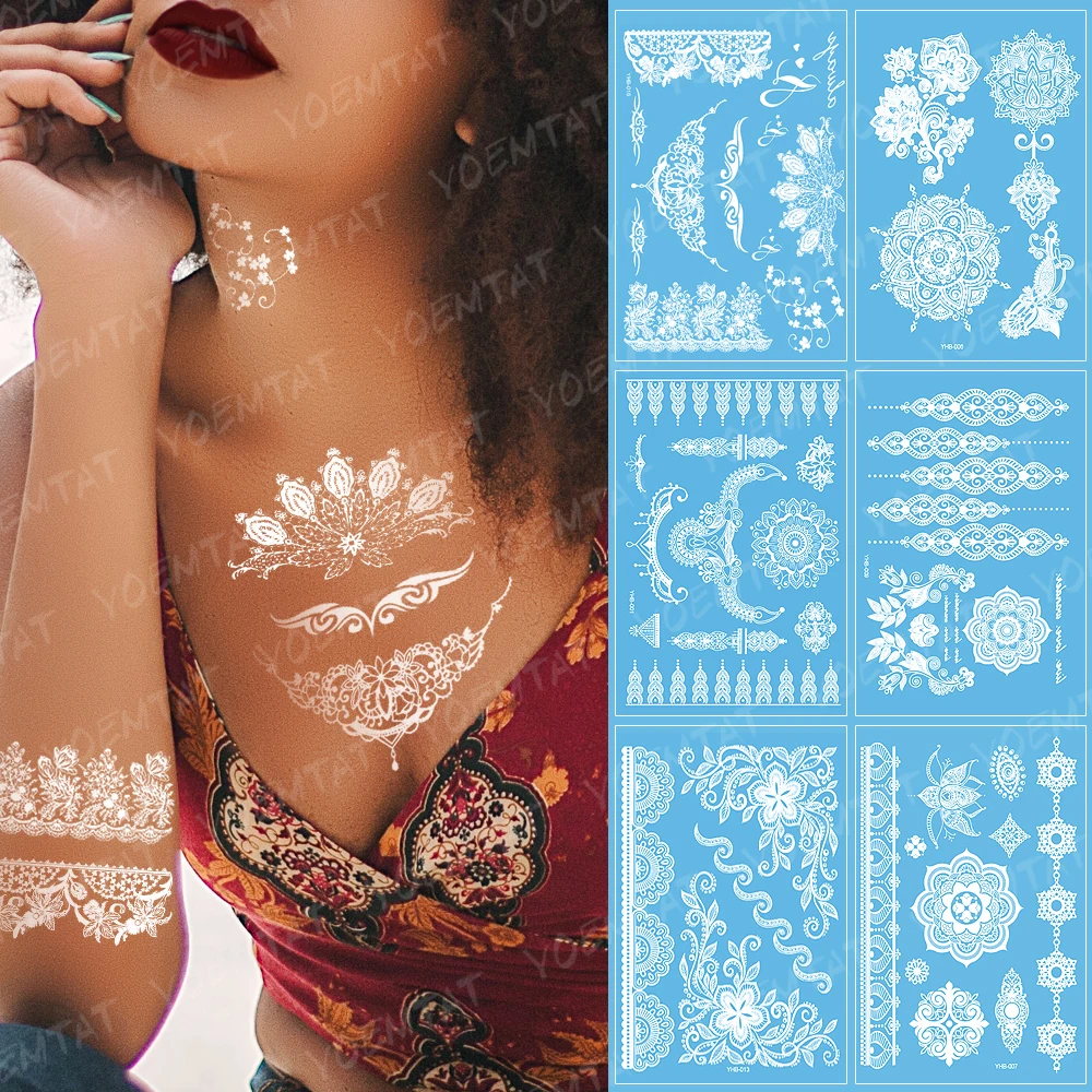 Waterproof Temporary Tattoo Sticker Mandala Flower Wings White Lace Necklace Flash Tatoo Female Henna Arm Body Art Fake Tatto
Waterproof Temporary Tattoo Sticker Mandala Flower Wings White Lace Necklace Flash Tatoo Female Henna Arm Body Art Fake Tatto