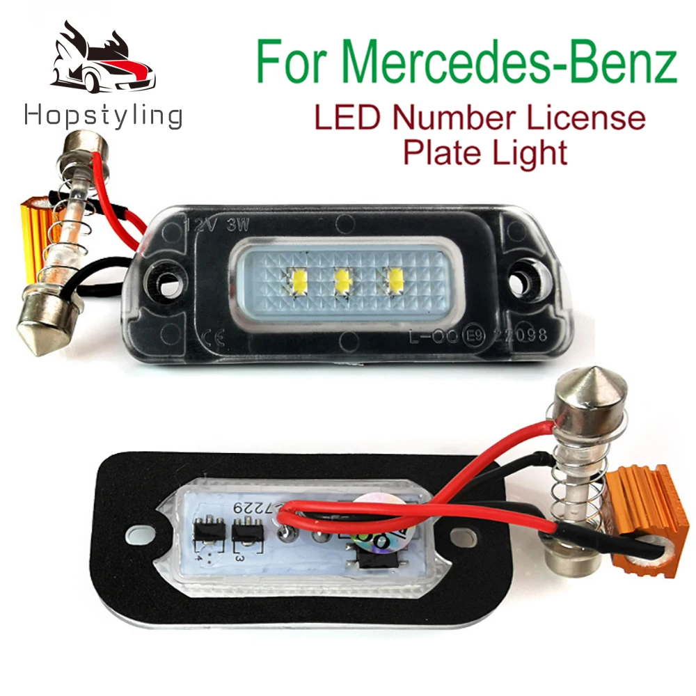 

2Pcs Error Free LED License Plate Light Number Lamps For Mercedes Benz W251 V251 W163 W164 X164 12V 6000K Xenon White