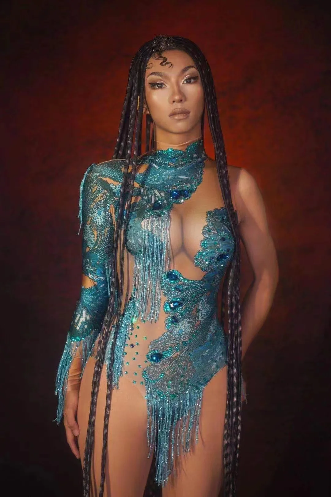 Gold Blue Flashing Rhinestone Fringe Spandex Bodysuit Celebrate Performance Costume DS Women Dancer Bodysuits Stage Wear
Gold Blue Flashing Rhinestone Fringe Spandex Bodysuit Celebrate Performance Costume DS Women Dancer Bodysuits Stage Wear
