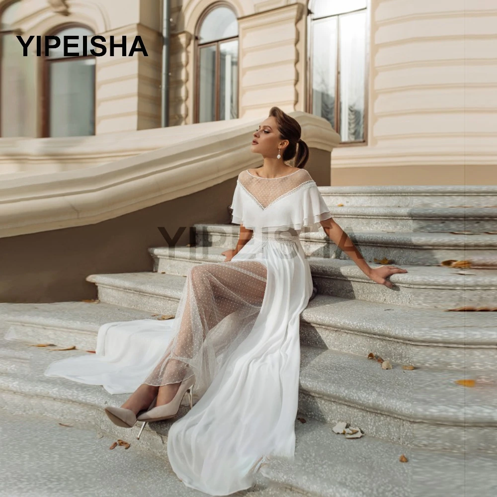 Bohemian Wedding Dresses Scoop Cap Sleeves Chiffon Polka Dot Tulle A-Line Summer Wedding Boho Bridal Gown suknia slubna
Bohemian Wedding Dresses Scoop Cap Sleeves Chiffon Polka Dot Tulle A-Line Summer Wedding Boho Bridal Gown suknia slubna