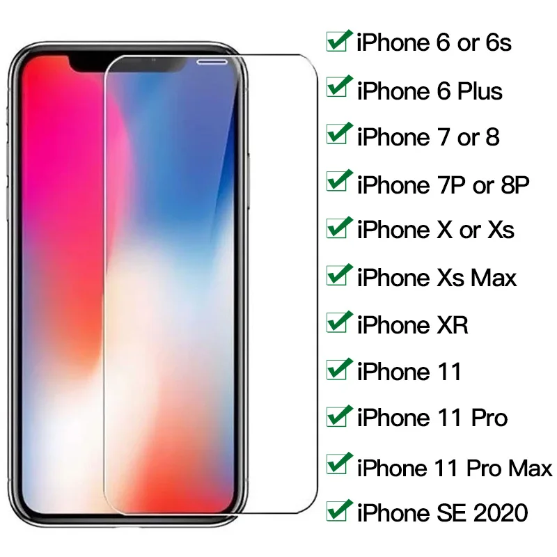 Закаленное стекло для iphone 7 8 6 6s Plus X XR XS Max 11 pro Защитное экрана SE защитное