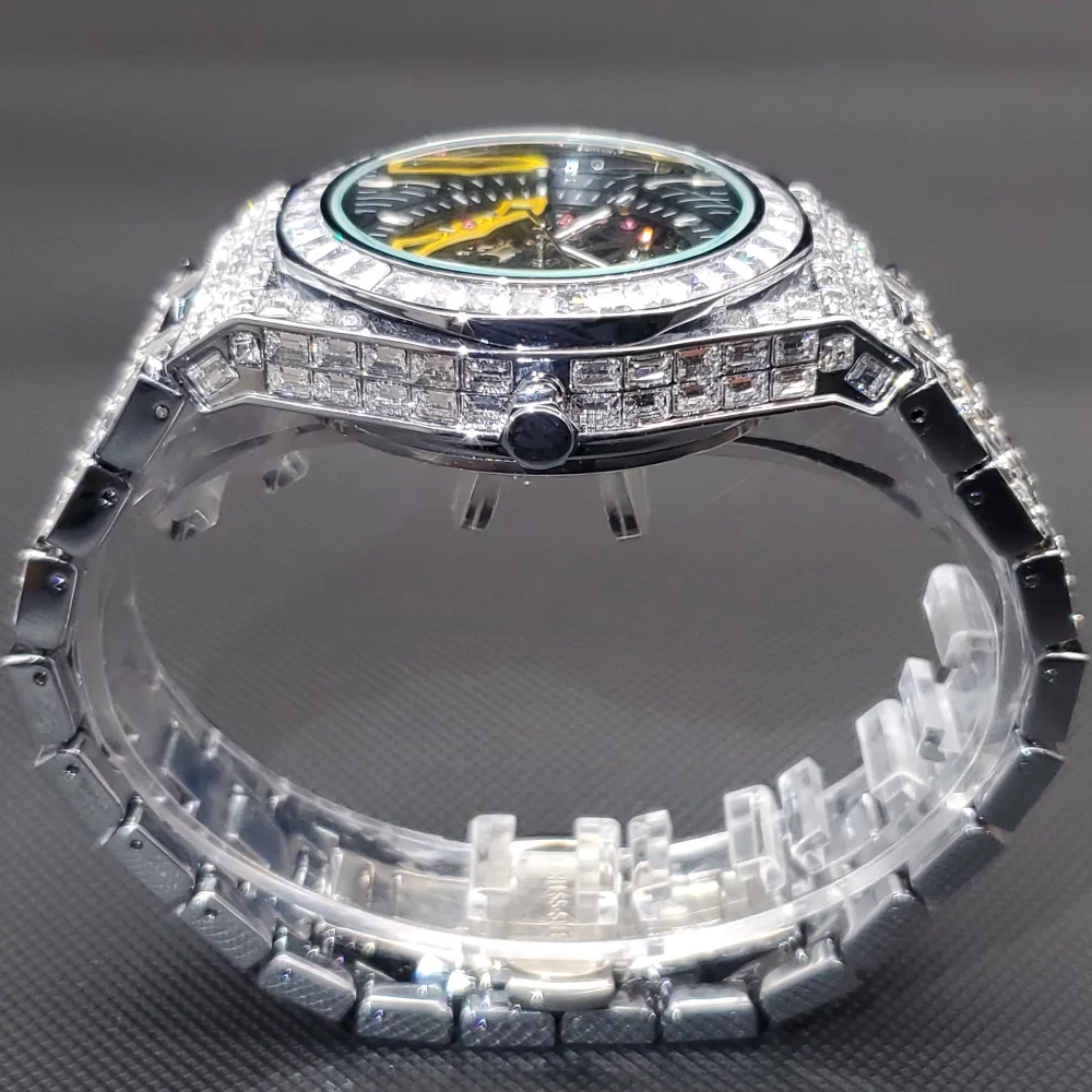 Автоматические часы MISSFOX в стиле хип-хоп с турбийоном для мужчин роскошные со