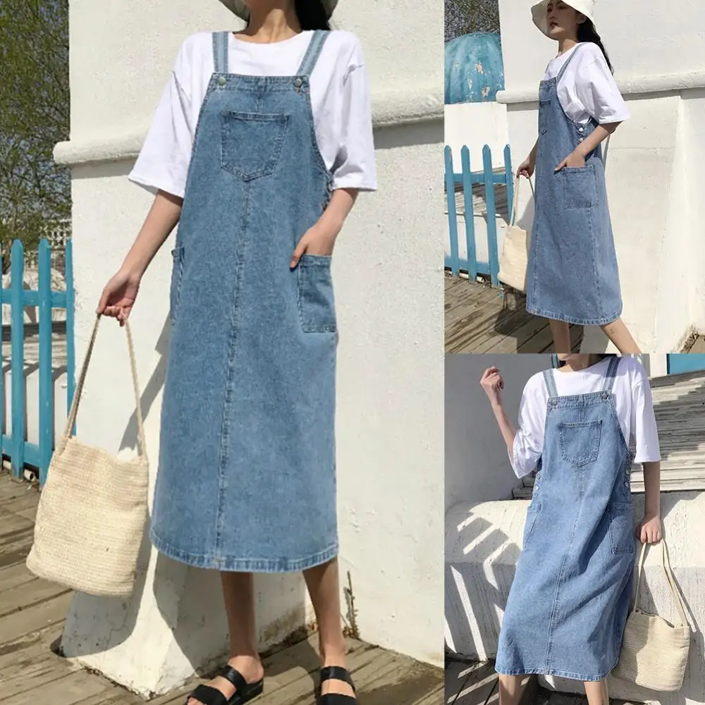 Hot Sales Summer Sleeveless Women Midi Suspender Strap Pocket Casual Loose Fit Denim Dress
Hot Sales Summer Sleeveless Women Midi Suspender Strap Pocket Casual Loose Fit Denim Dress