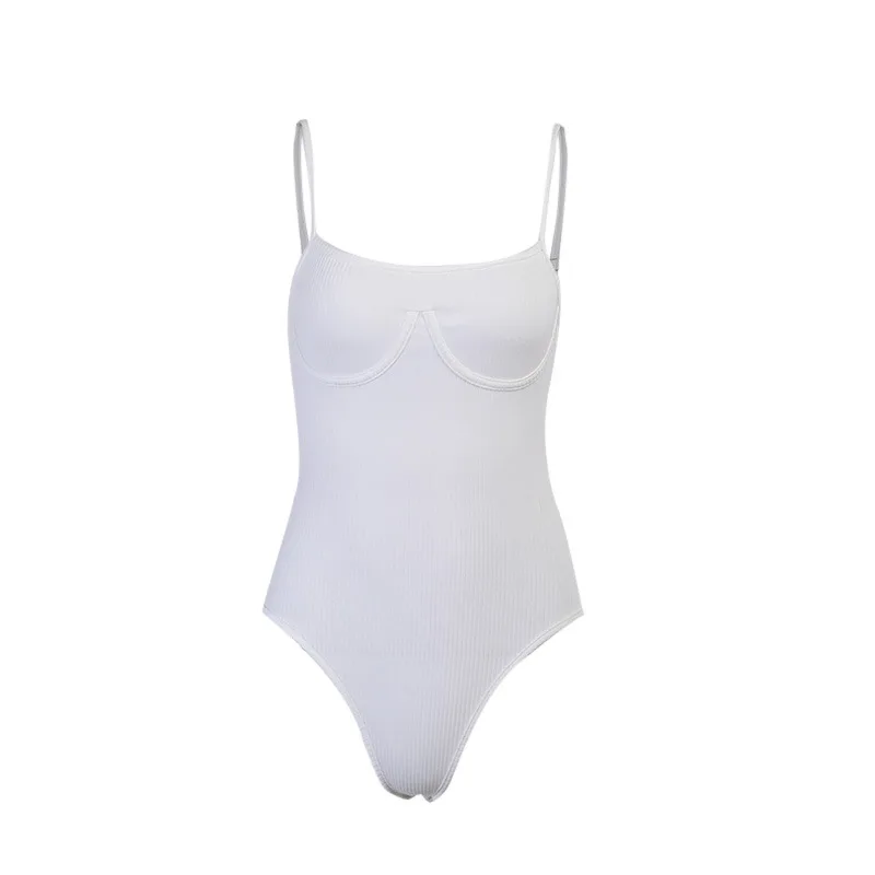 European and American fashion new style one-piece sexy breast line display chest strap solid color slim-fitting one-piece women 
European and American fashion new style one-piece sexy breast line display chest strap solid color slim-fitting one-piece women