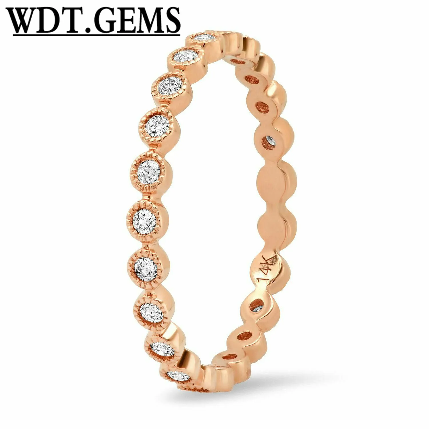 10K Rose Gold Natural Round Diamond Stackable Ring Eternity Band Beaded Milgrain
10K Rose Gold Natural Round Diamond Stackable Ring Eternity Band Beaded Milgrain