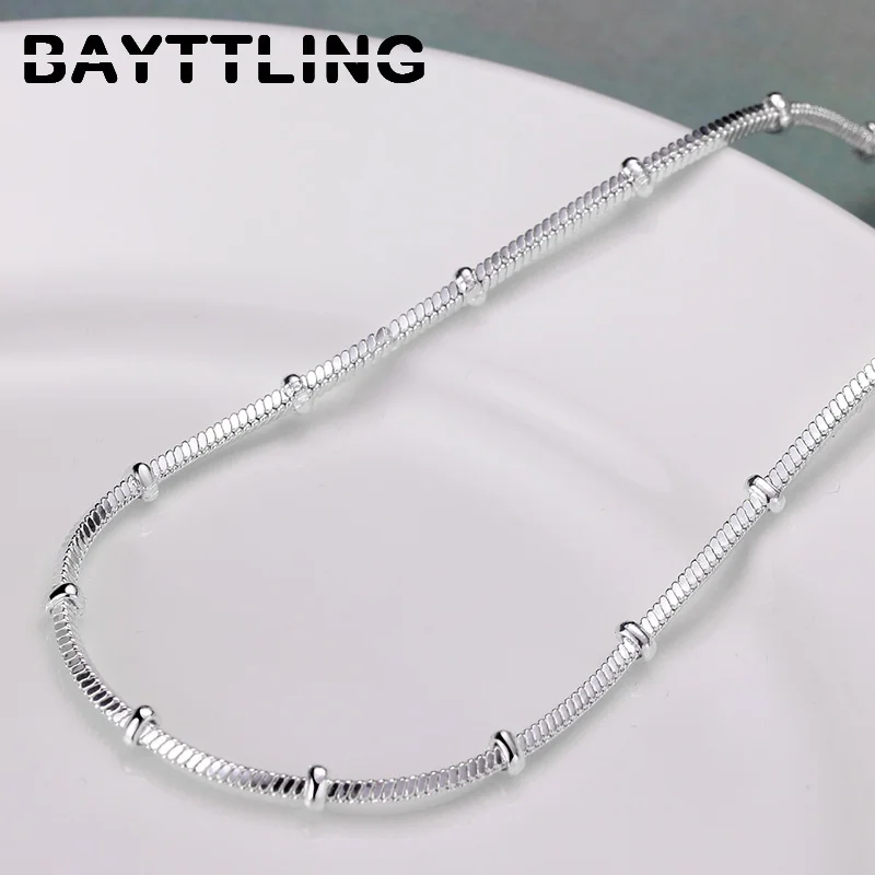 BAYTTLING 925 Sterling Silver Snake Chain Bead Bracelet Necklace For Woman Fashion Wedding Jewelry Set Gift
BAYTTLING 925 Sterling Silver Snake Chain Bead Bracelet Necklace For Woman Fashion Wedding Jewelry Set Gift