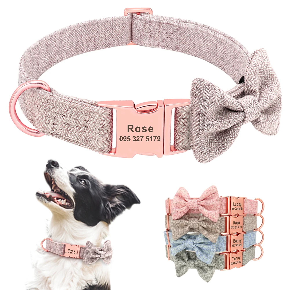 Classic Personalized Dog Collar With Bowknot Customized Pet Collars For Small Medium Large Dogs French Bulldog Dog Accessories
Classic Personalized Dog Collar With Bowknot Customized Pet Collars For Small Medium Large Dogs French Bulldog Dog Accessories