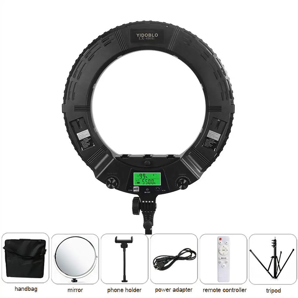 18inch Selfie Ring Lights LCD Display Black USB Supply Yidoblo LX-480E Ring Lamps Studio Video Light with Tripod Remote Lamps
18inch Selfie Ring Lights LCD Display Black USB Supply Yidoblo LX-480E Ring Lamps Studio Video Light with Tripod Remote Lamps