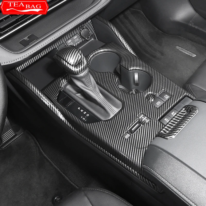 

For Toyota Highlander XU70 Refit 2020 2021 2022 Car Carbon Fiber Interior Mouldings Gear Panel Cover Frame Accessories For LHD