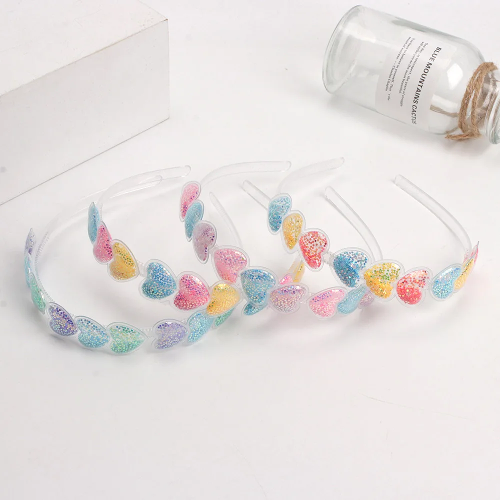 

Kids Lovely Hairbands Transparent Sequin Hair Hoops With Teeth Boutique Girls Glitter Headbands Sweet Korean Hair Accessories