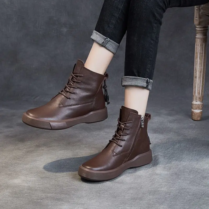 Women Platform Martin Boots Genuine Leather Ankle Boots Zipper Shoes Autumn Winter Lace Up Black Boots Square Med Heel Hot
Women Platform Martin Boots Genuine Leather Ankle Boots Zipper Shoes Autumn Winter Lace Up Black Boots Square Med Heel Hot