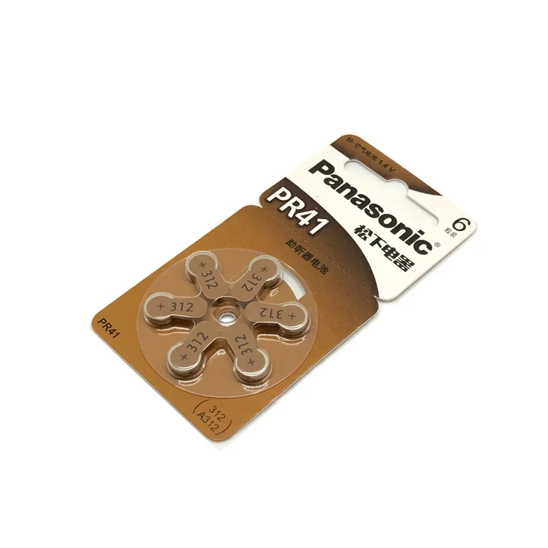 6pcs/lot Panasonic PR41 Hearing Aid Batteries 7.9mm*3.6mm 312 Deaf-aid Cochlear Button Coin Cell Battery Audiphone,6pcs/card
6pcs/lot Panasonic PR41 Hearing Aid Batteries 7.9mm*3.6mm 312 Deaf-aid Cochlear Button Coin Cell Battery Audiphone,6pcs/card