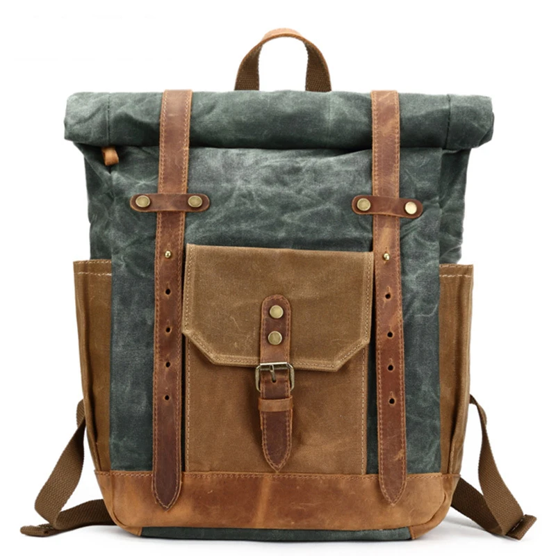 Мужской рюкзак 2019 года водонепроницаемая сумка из вощеной кожи в стиле