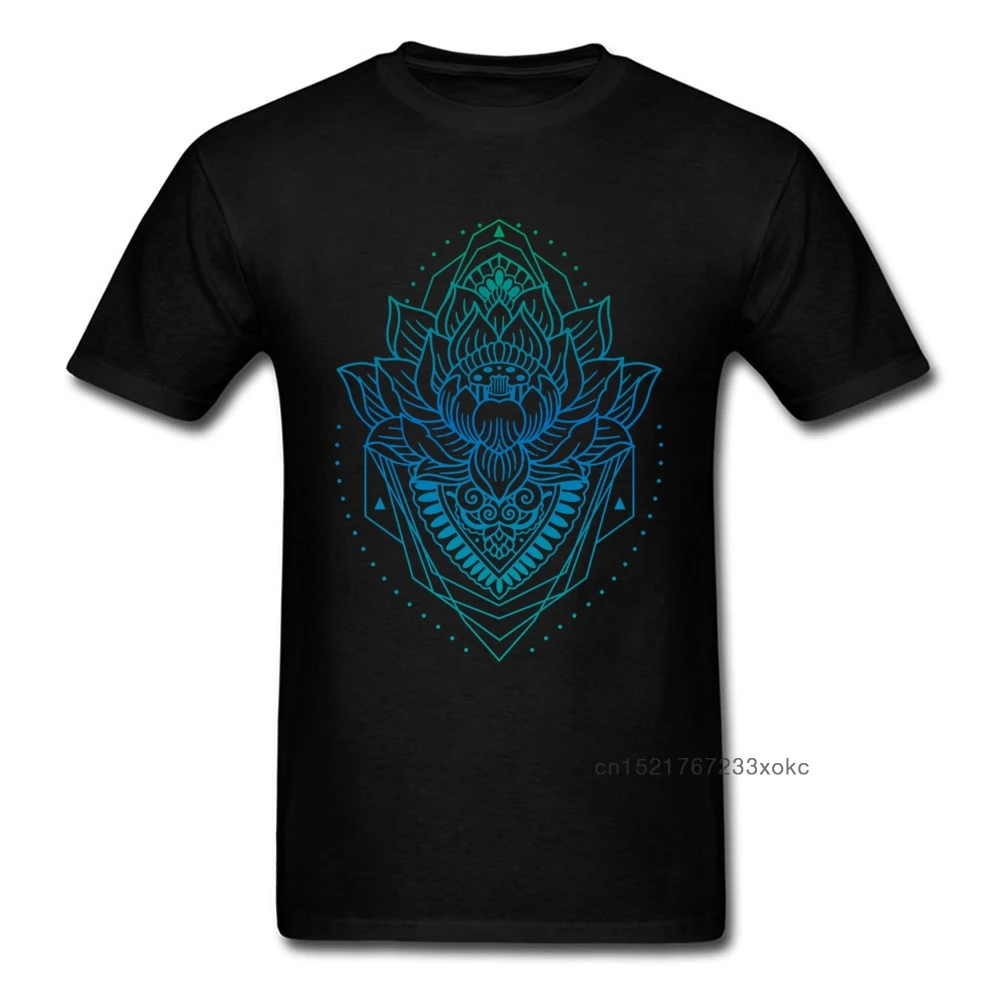 

Black T-shirt Holly Mandala Tshirts For Men Sweatshirts Popular Lotus Tops Geometric T Shirts O Neck Summer Cotton Fabric Tee