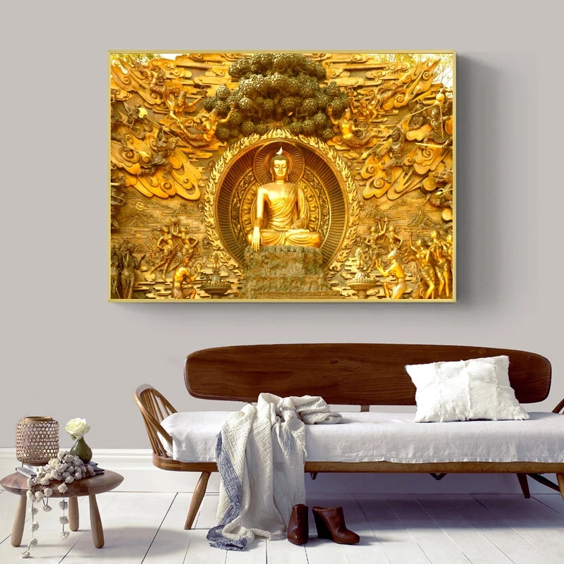 Golden Lord Buddha Oil Paintings Print on Canvas Religious Posters and Prints Cuadros Wall Art Pictures For Living Room Decor
Golden Lord Buddha Oil Paintings Print on Canvas Religious Posters and Prints Cuadros Wall Art Pictures For Living Room Decor