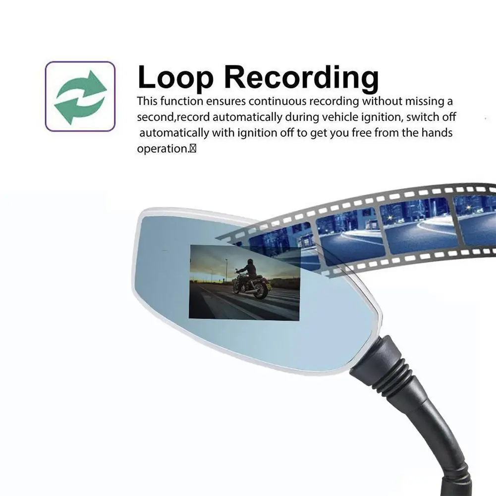 Motorcycle Dvr With Tow Cameras Rear View Mirror Auto Digital Video Recorder Dash Cam Camera Registrator For Motorcycle 
Motorcycle Dvr With Tow Cameras Rear View Mirror Auto Digital Video Recorder Dash Cam Camera Registrator For Motorcycle