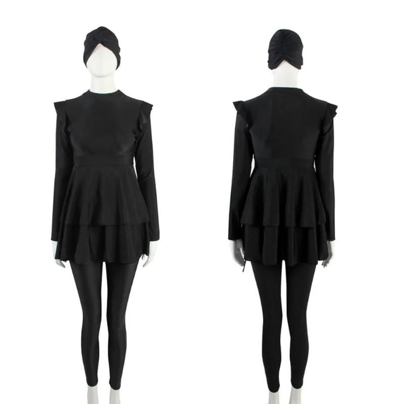 3 Pieces Plus Size 2021 Trend Muslim Swimwear Whole Black Ruffle Burkini With Bra Padding Swimsuits Women Maillot De Bain Femme
3 Pieces Plus Size 2021 Trend Muslim Swimwear Whole Black Ruffle Burkini With Bra Padding Swimsuits Women Maillot De Bain Femme