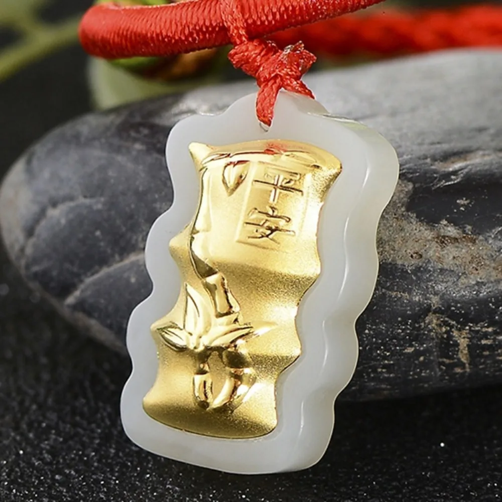 Fine Natural Hetian Jade with 24K Yellow Gold Bamboo Pendant Certified / Best Gift
Fine Natural Hetian Jade with 24K Yellow Gold Bamboo Pendant Certified / Best Gift
