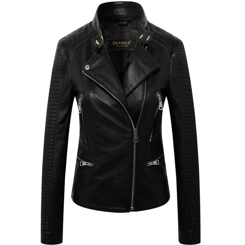 Punk Style Genuine Leather Womens Short Jackets Plus Size Female Soft Sheepskin Slim Sales Biker Coat
Punk Style Genuine Leather Womens Short Jackets Plus Size Female Soft Sheepskin Slim Sales Biker Coat