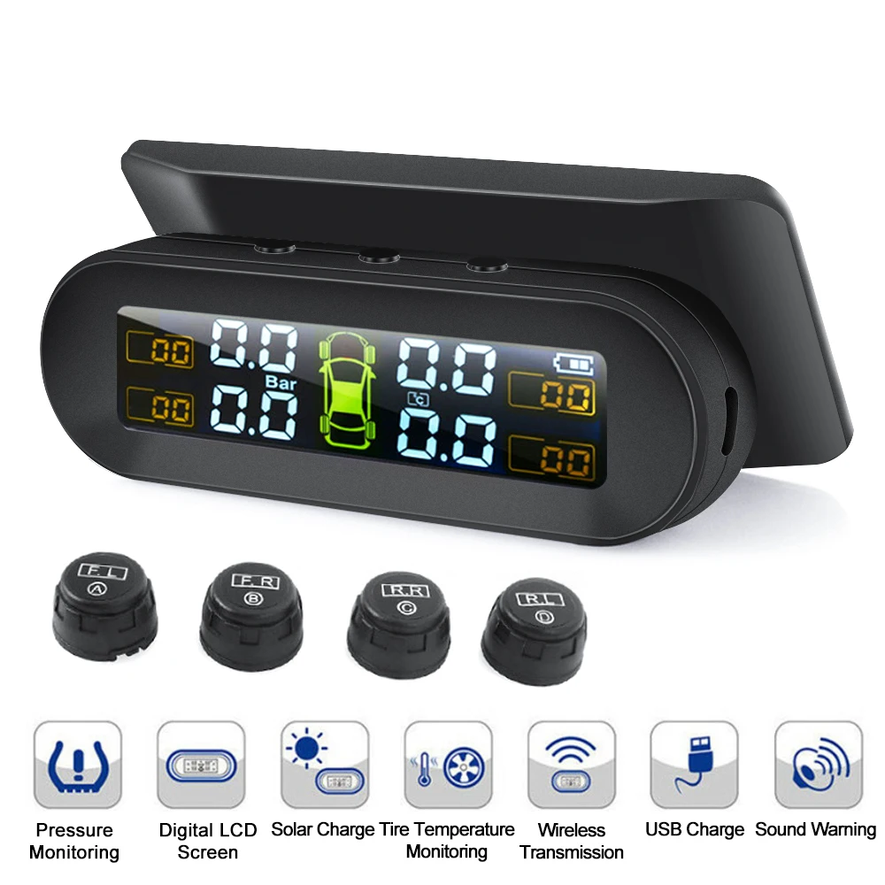 TPMS Solar Power TPMS Car Tire Pressure Alarm Monitor Auto Security System Tyre Pressure Temperature Warning 360 Adjustable
TPMS Solar Power TPMS Car Tire Pressure Alarm Monitor Auto Security System Tyre Pressure Temperature Warning 360 Adjustable