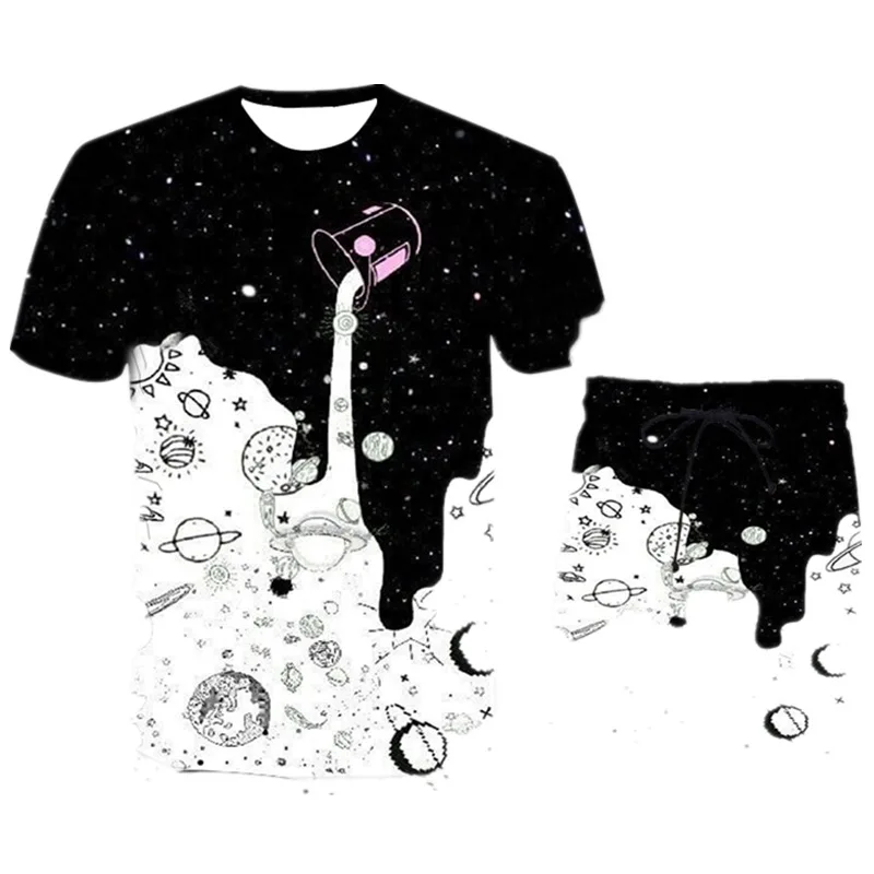 Fresh Men's Suit Short-sleeved T-shirt High-quality 3d Printing Trendy Couple Clothes Handsome Spring And Summer Casual Two-piec
Fresh Men's Suit Short-sleeved T-shirt High-quality 3d Printing Trendy Couple Clothes Handsome Spring And Summer Casual Two-piec