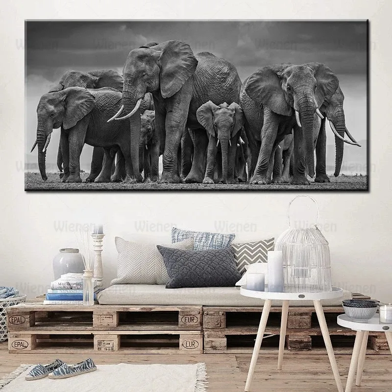 Canvas Painting Black Africa Elephants Wild Animals Scandinavia Posters and Prints Wall Art Pictures for Living Room Decoration
Canvas Painting Black Africa Elephants Wild Animals Scandinavia Posters and Prints Wall Art Pictures for Living Room Decoration
