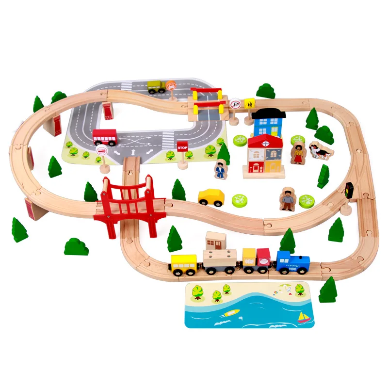 92pcs Wooden Tracks Electric Train Set Railway Magicl Circuit Voiture Race Automatic Tracking Puzzles Educational Toys For Kids
92pcs Wooden Tracks Electric Train Set Railway Magicl Circuit Voiture Race Automatic Tracking Puzzles Educational Toys For Kids