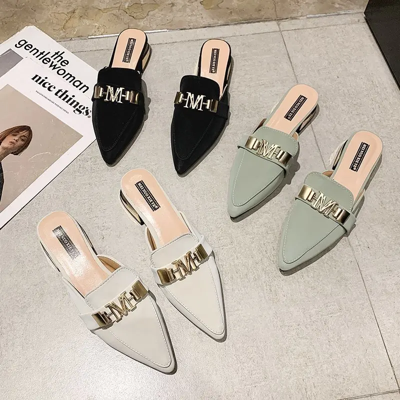 WOHDHE Women's Slippers Sexy Low Heels Ladies Sandals Pointed Toe Female PU Leather Summer Slides Fashion
WOHDHE Women's Slippers Sexy Low Heels Ladies Sandals Pointed Toe Female PU Leather Summer Slides Fashion