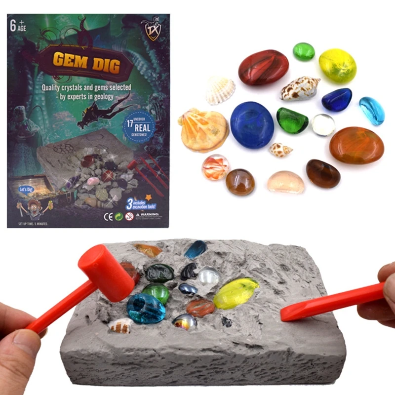 Gem Dig Kit Dig Up 17 Gems STEM Science & Educational Toys make Great Kids Activities DXAD