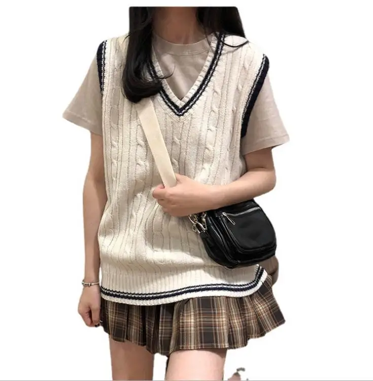 Women Winter Autumn V Neck Kroean College Students Striped Sweater Preppy Style Pullovers Female Knitted Waistcoats Kk1522
Women Winter Autumn V Neck Kroean College Students Striped Sweater Preppy Style Pullovers Female Knitted Waistcoats Kk1522