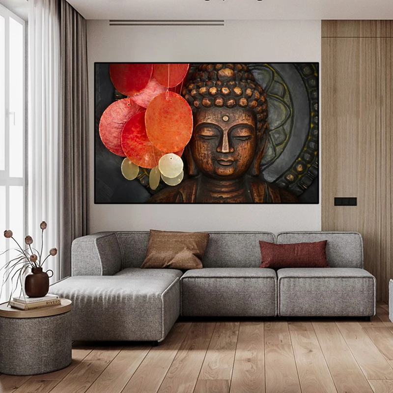 

Buddha Statue Face Canvas Painting Poster and Prints Morden Wall Art Picture For Living Room Temple Office Home Decoration