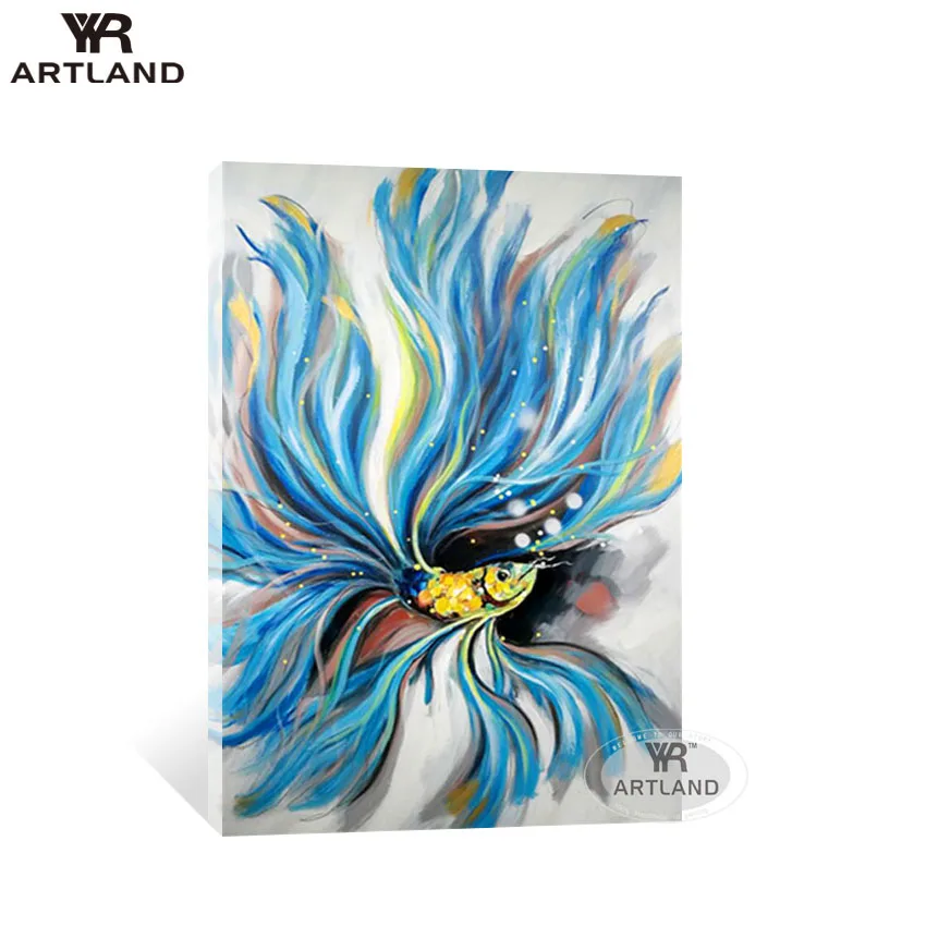 Hot sale wall decoration Hand painted abstract animal oil painting Blue tail goldfish home decoration for living room bedroom
Hot sale wall decoration Hand painted abstract animal oil painting Blue tail goldfish home decoration for living room bedroom