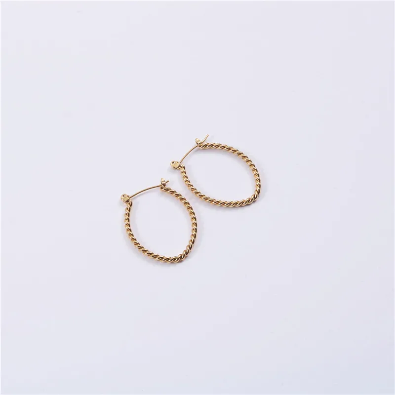 Trendy Geometric Gold Color Wave pattern twisted 18K gold plated Stainless Steel Hoop Earrings Precious Jewelry For Women
Trendy Geometric Gold Color Wave pattern twisted 18K gold plated Stainless Steel Hoop Earrings Precious Jewelry For Women