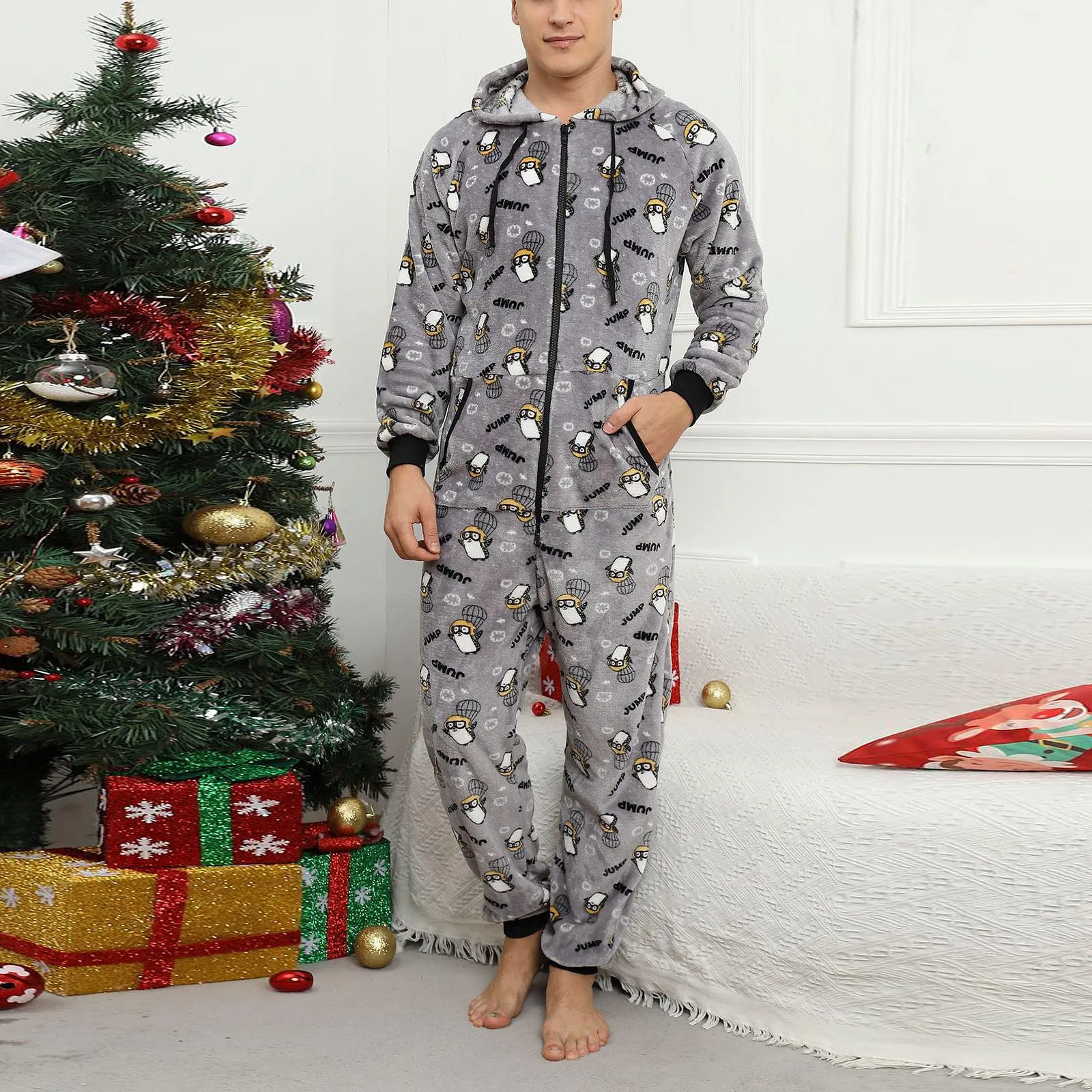 

Men Warm Teddy Fleece Onesie Fluffy Sleep Lounge Adult Sleepwear One Piece Pyjamas Male Jumpsuits Hooded Onesies For Adult Men