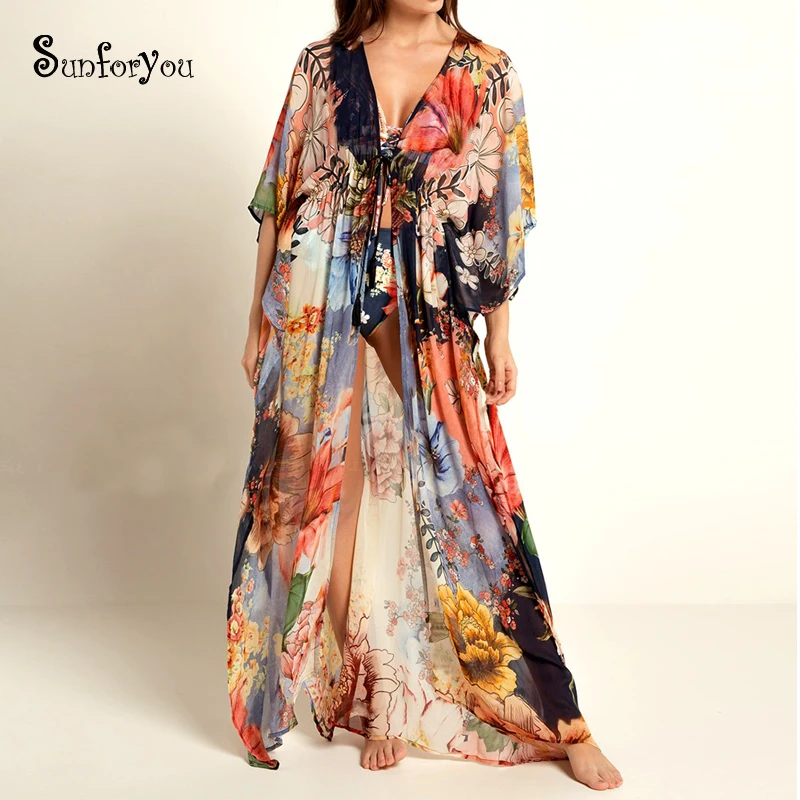 NEW Women Chiffon Beach cover up Floral Print Beach Dress Plus size Beachwear Bikini Cover Up Cardigans Sarong Tunic Beach Pareo
NEW Women Chiffon Beach cover up Floral Print Beach Dress Plus size Beachwear Bikini Cover Up Cardigans Sarong Tunic Beach Pareo
