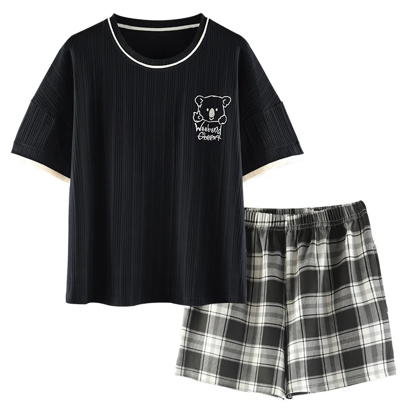 2 Piece Set Women Soft Summer Ladies Plaid Pijama Mujer Verano Cotton Short-sleeved Shorts Pajamas Cute Cartoon Home Wear Suit
2 Piece Set Women Soft Summer Ladies Plaid Pijama Mujer Verano Cotton Short-sleeved Shorts Pajamas Cute Cartoon Home Wear Suit