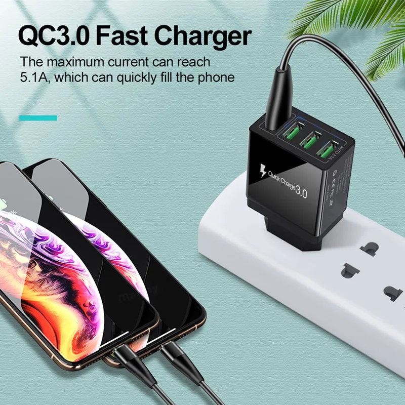 Universal USB Wall Charger Adapter 5.1A Fast 3.0 4 Ports USB Charging Block Wireless Charger For IPhone Android
Universal USB Wall Charger Adapter 5.1A Fast 3.0 4 Ports USB Charging Block Wireless Charger For IPhone Android