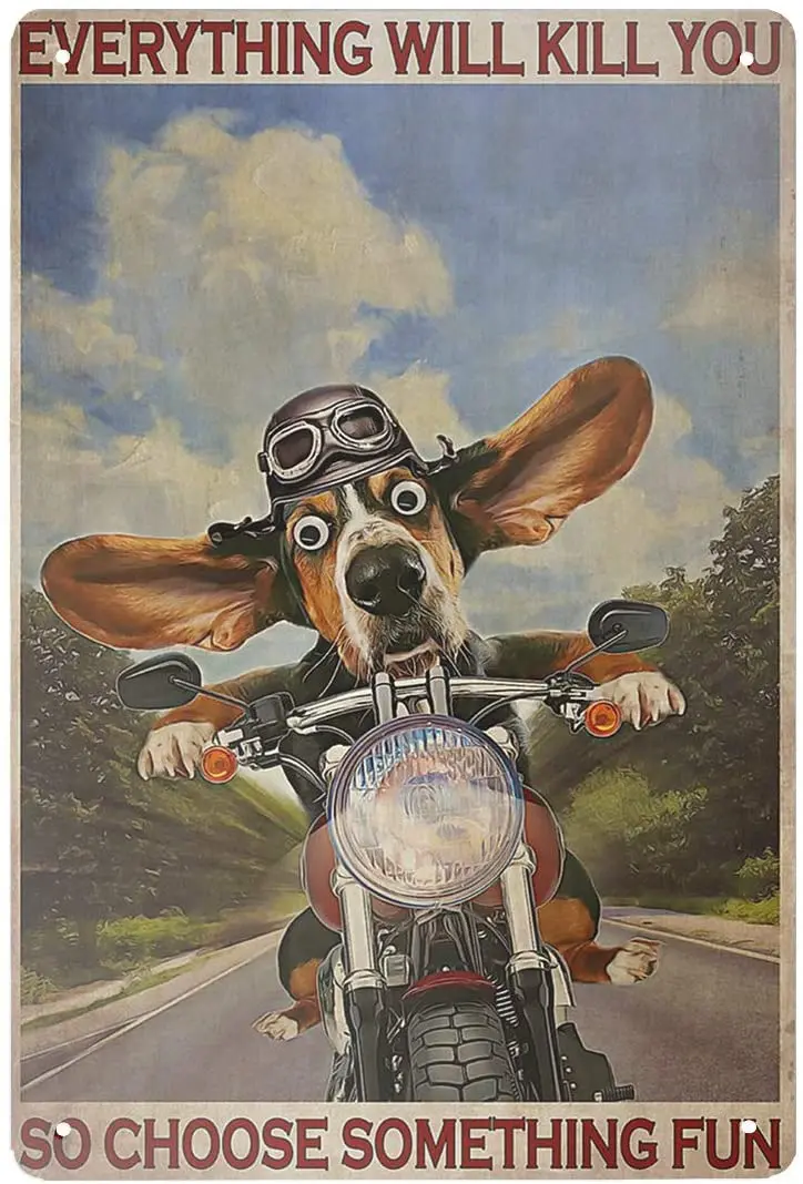 Super durable Basset Hound Riding Motorbike tin Signs Vintage bar Cafe Garage Home Wall Decoration Basset Hound Sign 8x12 inch
Super durable Basset Hound Riding Motorbike tin Signs Vintage bar Cafe Garage Home Wall Decoration Basset Hound Sign 8x12 inch