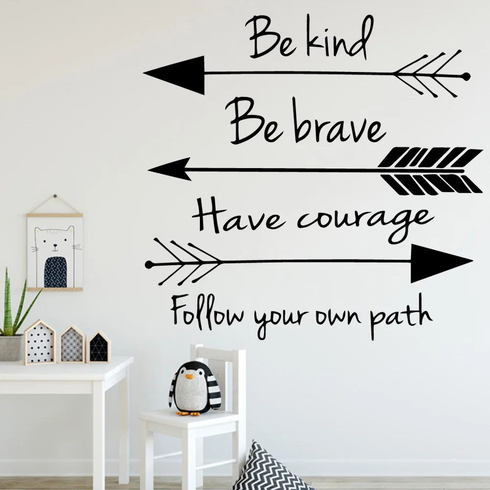 Фото Наклейки на стену со стрелками и надписью Be Kind Brave Quote Виниловые для декора дома